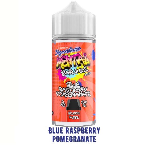 BLUE RASPBERRY POMEGRANATE 100ML E LIQUID SIGNATURE MENTAL BAR JUICE